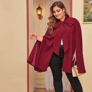 Burgundy cape jacket, great to pair with any top
